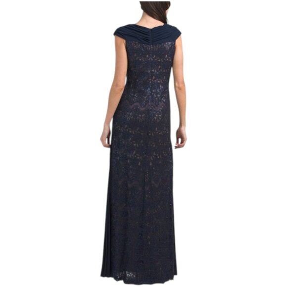 TADASHI SHOJI Lace Gown With Cap Sleeves - Picture 2 of 3